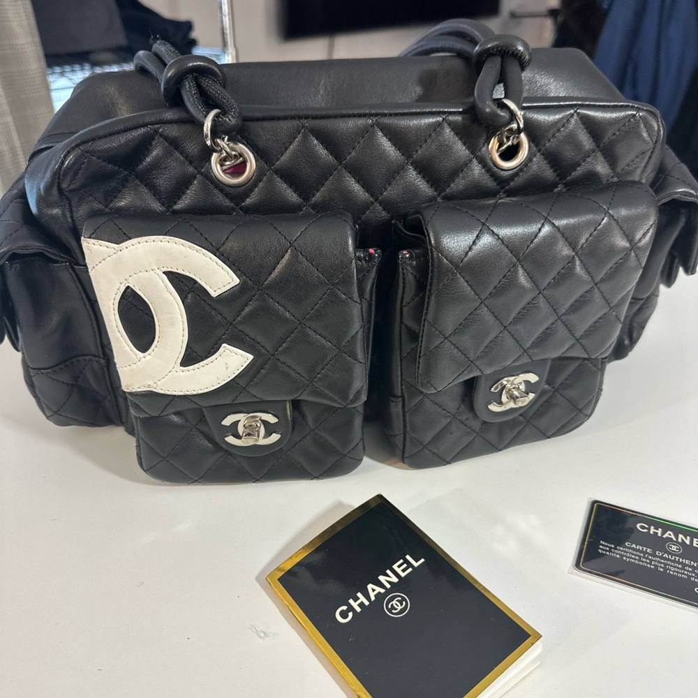 COPY - RARE Chanel Black Python CC Cambon Reporter Bag With Tag